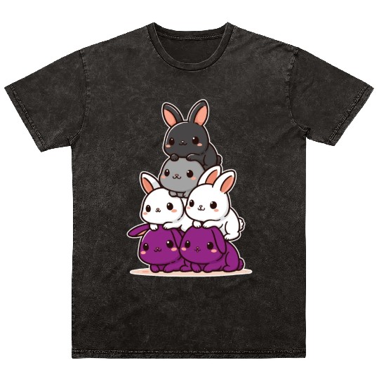 Bunnies Asexual Flag Pride Month Cute Bunnies Mineral Wash T Shirts