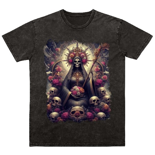 Santa Muerte Mexican Folk Culture Saint Mineral Wash T Shirts