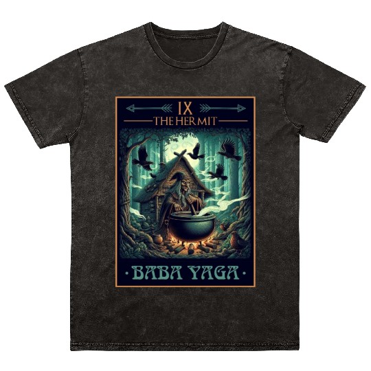 Baba Yaga The Hermit Tarot Card Pagan Witch Mineral Wash T Shirts