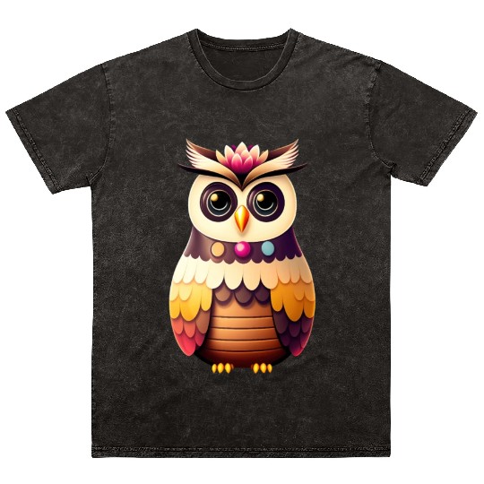 Cute deco owl illustration Mineral Wash T Shirts
