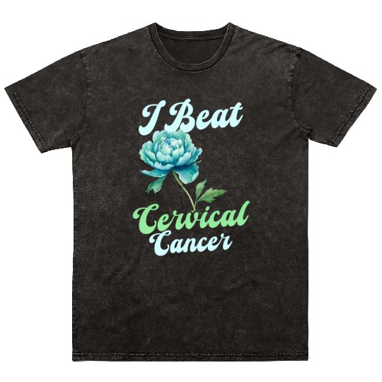 Cervical Cancer Awareness I Beat Cervical Cancer Mineral Wash T Shirts