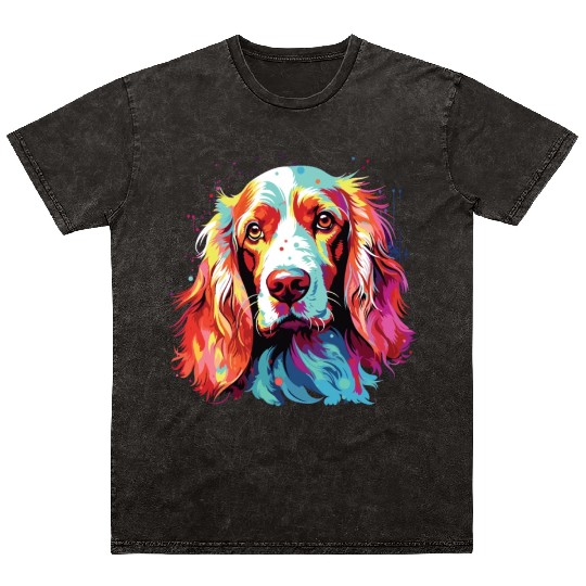 Watercolor Colorful Irish Red And White Setter Mineral Wash T Shirts