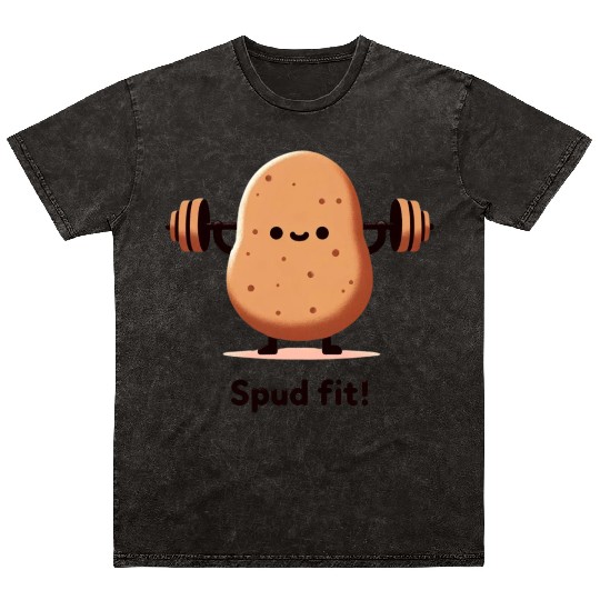 Spud Fit - Funny Potato Lifting Weights Design Mineral Wash T Shirts