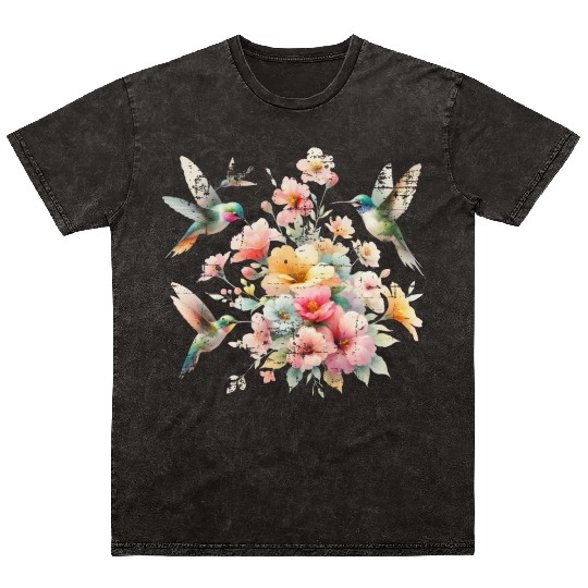 Hummingbird Nature Lover Spring Wildlife Vintage Mineral Wash T Shirts