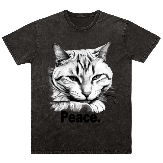 Peaceful Tabby Art Mineral Wash T Shirts