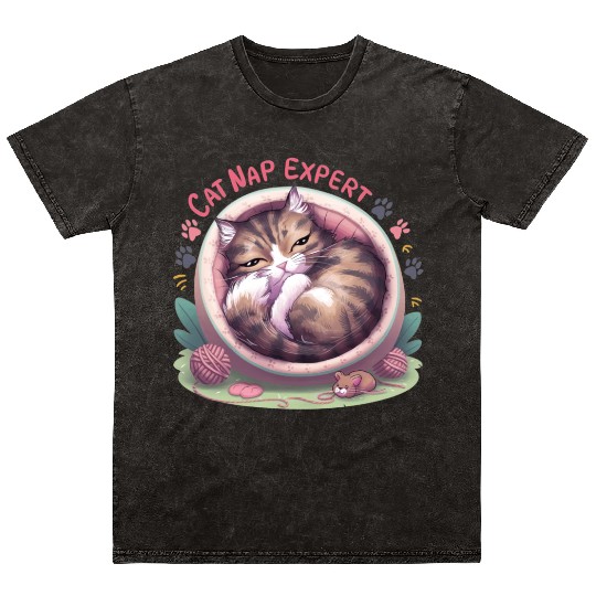 Cat Nap Expert - Funny Cat Outfit! Mineral Wash T Shirts