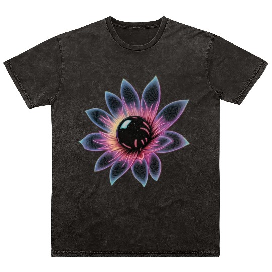 Galactic Lotus Neon Design Mineral Wash T Shirts