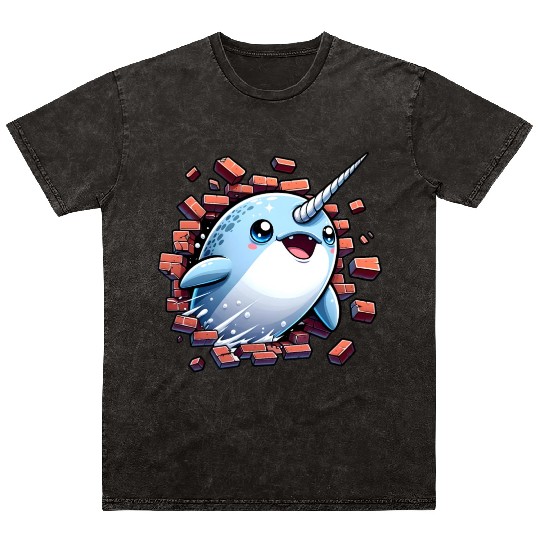 Narwhal Surprise Mineral Wash T Shirts
