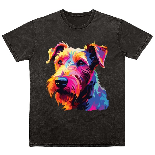 Watercolor Colorful Irish Terrier Mineral Wash T Shirts
