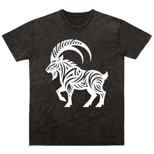 Capricorn Tattoo Style Mineral Wash T Shirts