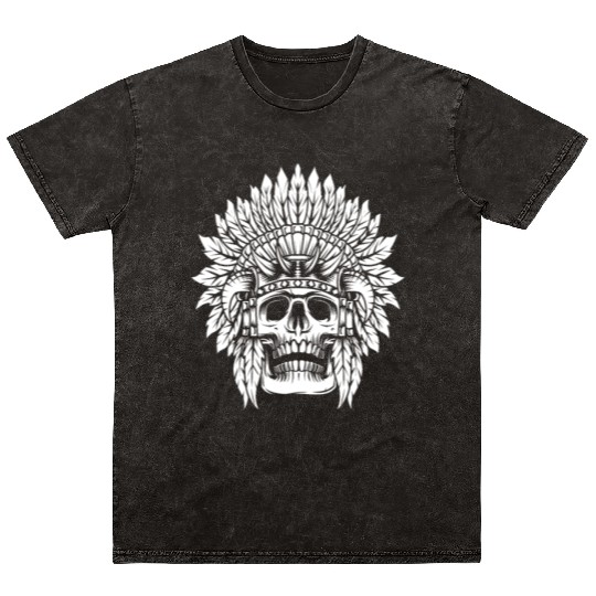 Indigenous Native American Skull Head Mineral Wash T Shirts