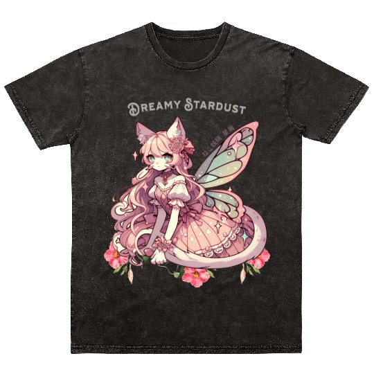 Enchanted Dreamy Stardust-A Cat Fairycore Fantasy Mineral Wash T Shirts
