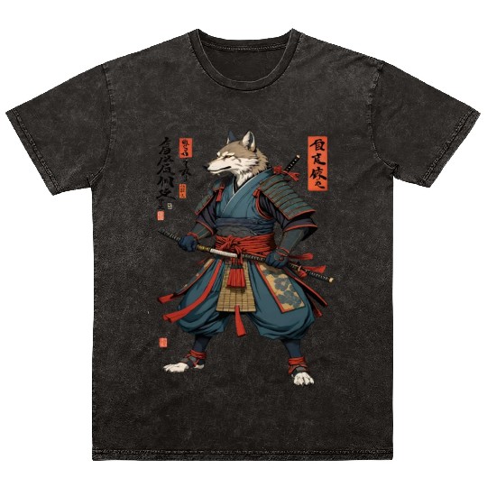 Samurai wolf Mineral Wash T Shirts