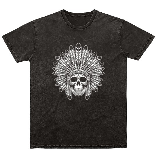 Indigenous Native American Skull Head Mineral Wash T Shirts