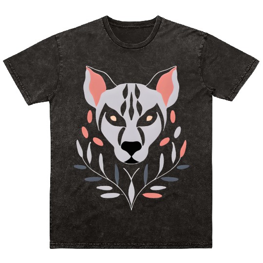 Hyena Symmetrical Design Mineral Wash T Shirts