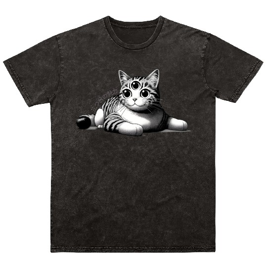 Three-Eyed Cat Enigma: A Mystical Japanese Marvel Mineral Wash T Shirts