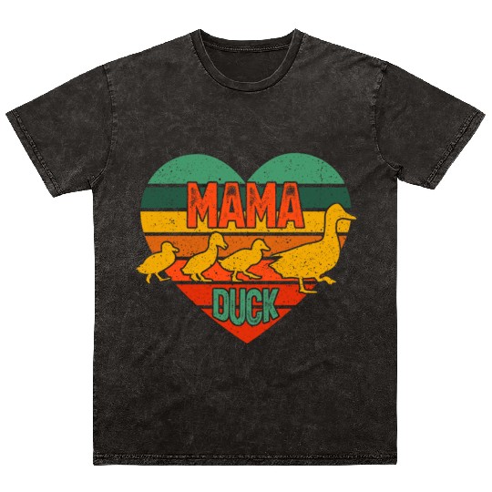 Mama Duck 3 Ducklings Duck Mom Mother's Day Mineral Wash T Shirts