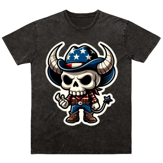 Patriotic Cowboy: Horned Skull, cowboy carter Mineral Wash T Shirts