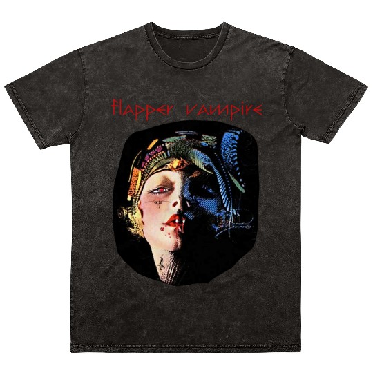 Flapper Vampire, Art Deco, Vintage Horror Series Mineral Wash T Shirts