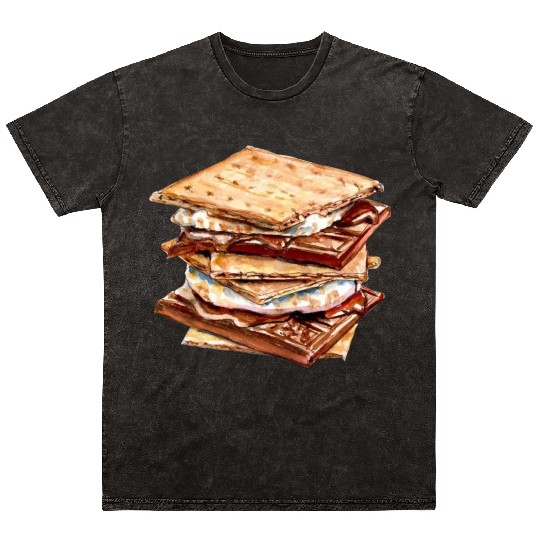 Graham Crackers Chocolate Marshmallow Smores Mineral Wash T Shirts