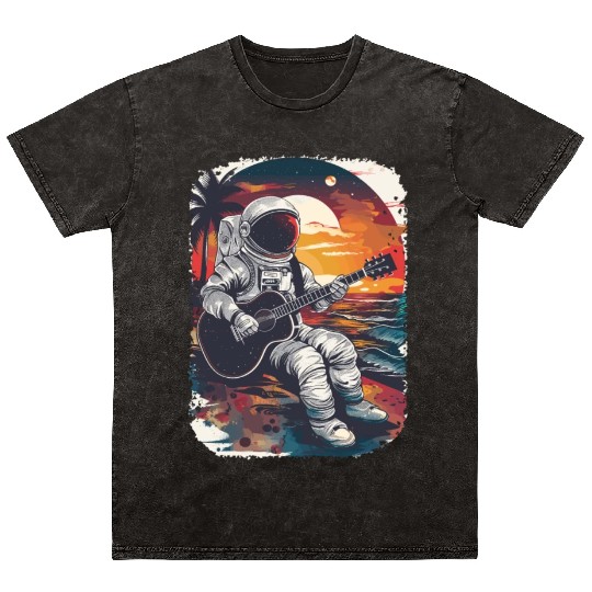 Astronaut Guitar Player Space Music Lover Mineral Wash T Shirts
