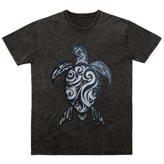 Tribal Sea Turtle Mineral Wash T Shirts