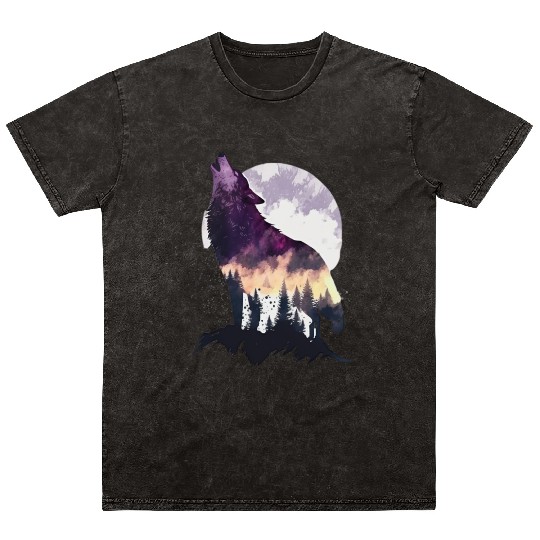 Wolf Print, Cosmic Wolves, Animal Print, Cosmos Mineral Wash T Shirts