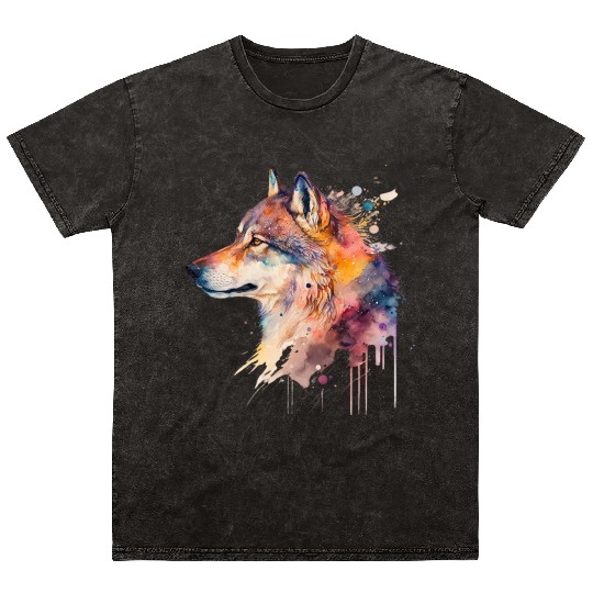 Wolf Print, Cosmic Wolves, Animal Print, Cosmos Mineral Wash T Shirts