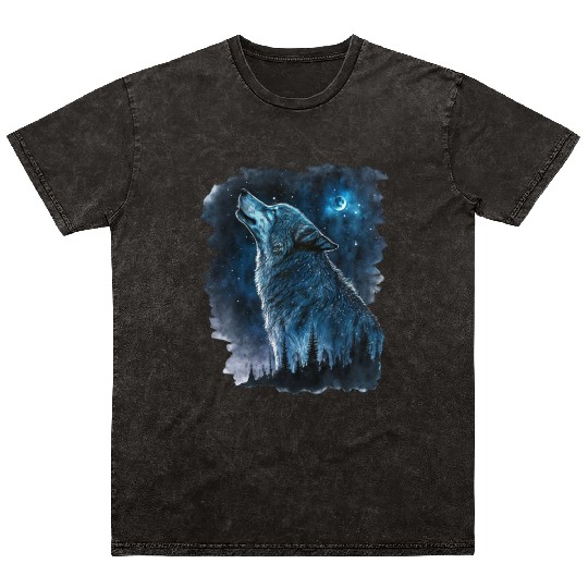 Wolf Print, Cosmic Wolves, Animal Print, Cosmos Mineral Wash T Shirts