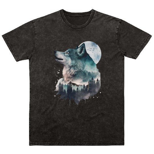 Wolf Print, Cosmic Wolves, Animal Print, Cosmos Mineral Wash T Shirts