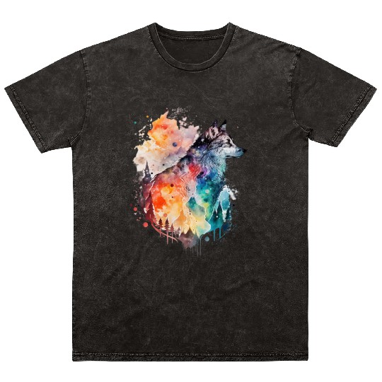Wolf Print, Cosmic Wolves, Animal Print, Cosmos Mineral Wash T Shirts