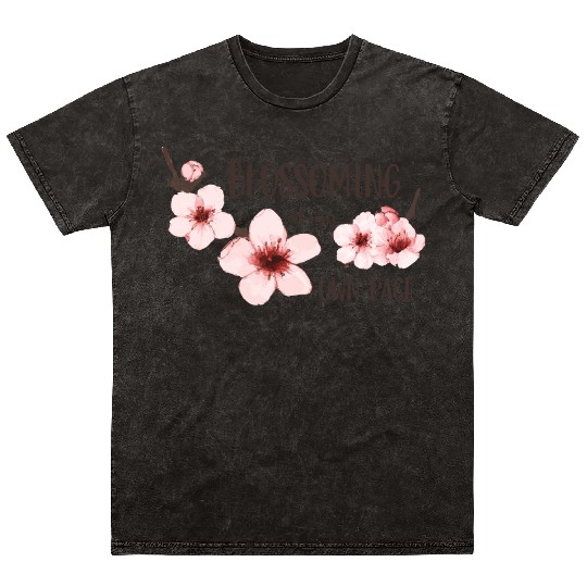 Spring floral Mineral Wash T Shirts Elegant Cherry Blossom Design