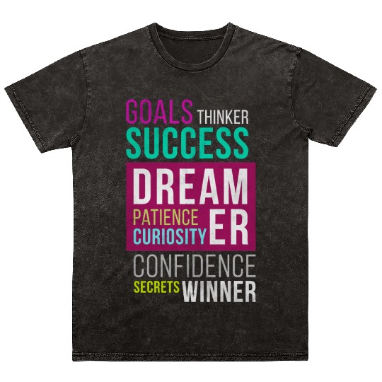 Vintage Artwork Dreamer Motivational Quotes Mineral Wash T Shirts