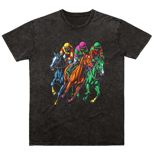 Vintage Horse Racing Painting Horse and Derby Mineral Wash T Shirts