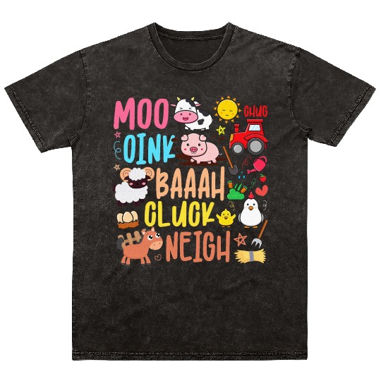 Farm Animals Sounds Oink Baa Neigh Cluck Moo Mineral Wash T Shirts