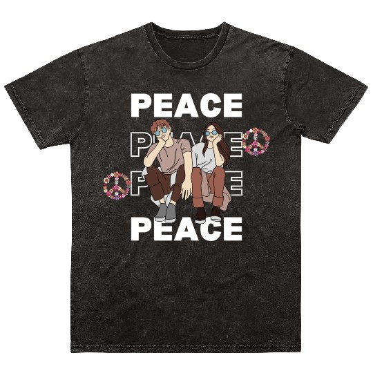 Peaceful Friends: Modern Graphic Mineral Wash T Shirts