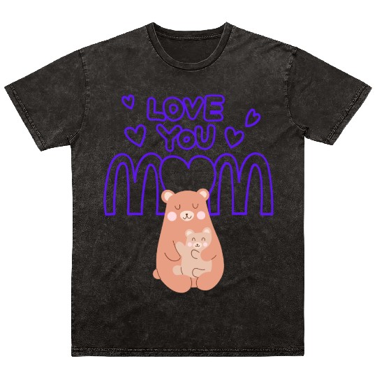 Peach Cute Mom And Baby Bear Mother s Day Card 2 Mineral Wash T Shirts