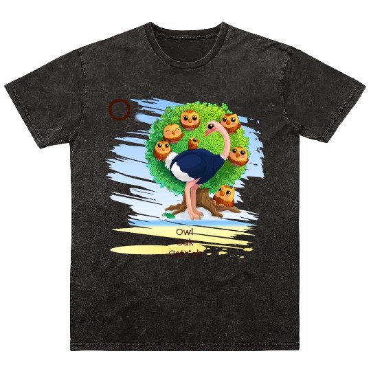 Unique Creative Cute O Alphabet Owl Oak Ostrich Mineral Wash T Shirts