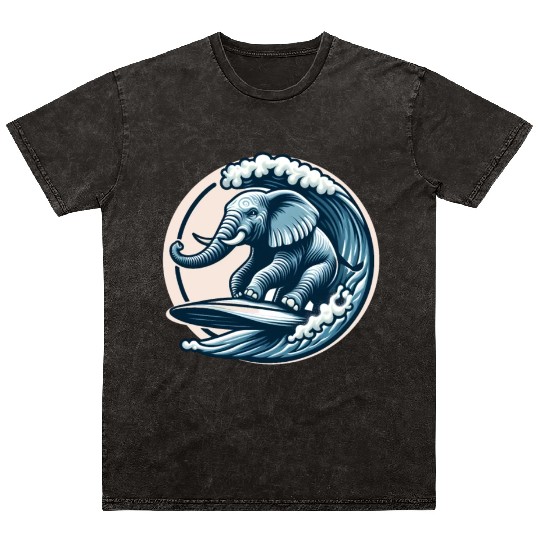 Surfing elephant Mineral Wash T Shirts