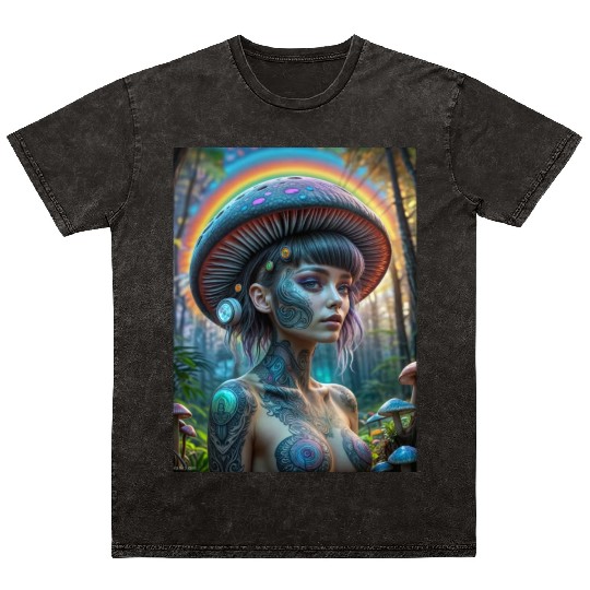 Magic Mushroom Fairy Mineral Wash T Shirts