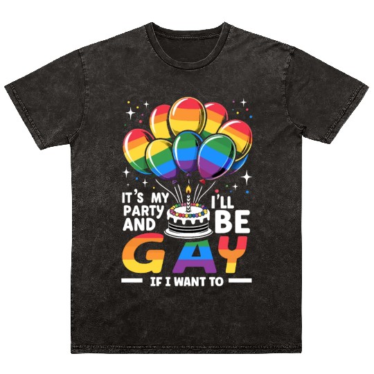 Birthgay Gay Pride Flag Pride Month Equal Rights Mineral Wash T Shirts