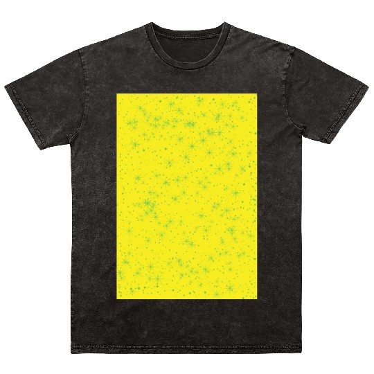 Green stars on a yellow background Mineral Wash T Shirts