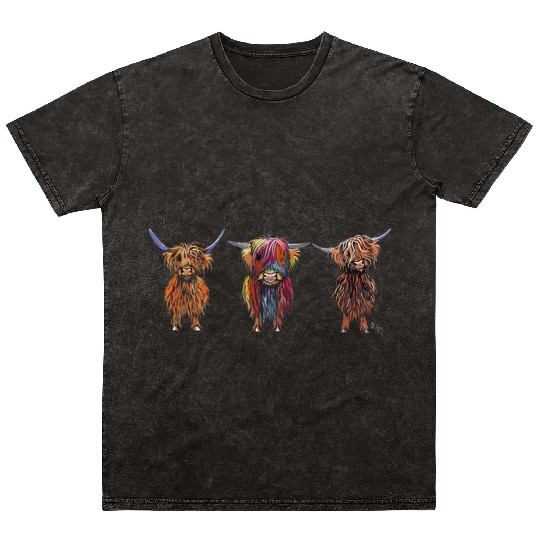 CoW PRiNT ANiMaL PRiNT HiGHLaND CoWS ' ALL THRee ' Mineral Wash T Shirts