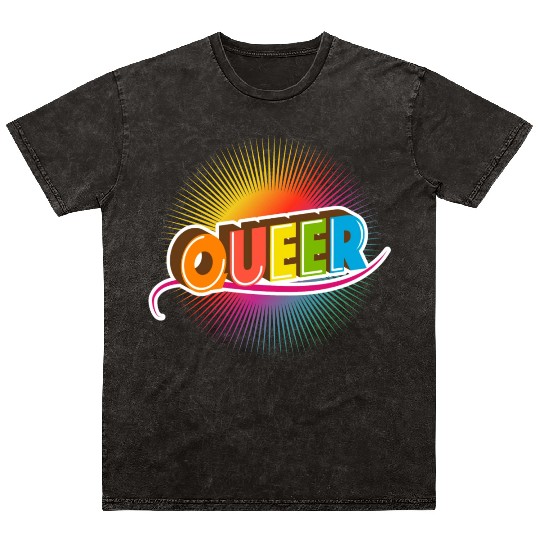 Queer Typo for Pride Month Equal Rights LGBTQ Mineral Wash T Shirts