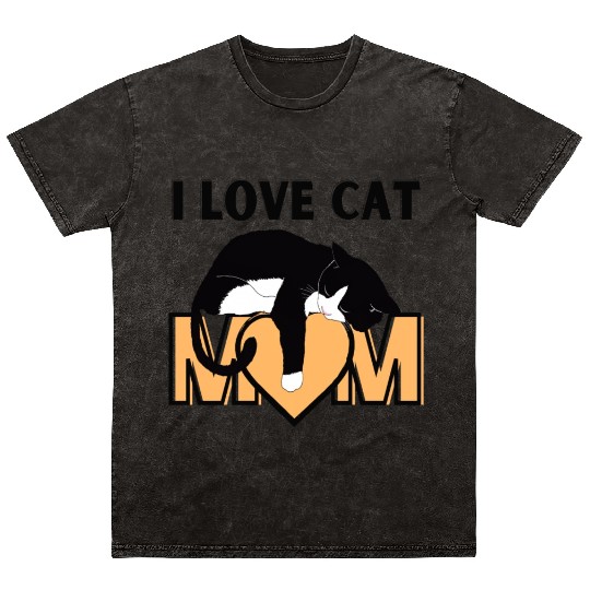 I Love Cat Mom Cats Lover Mineral Wash T Shirts