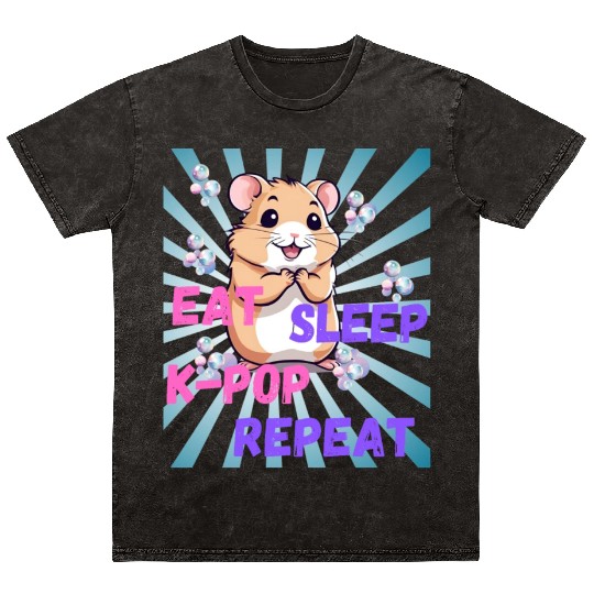K Pop Mineral Wash T Shirts - kawaii k-pop hamster - cute kpop