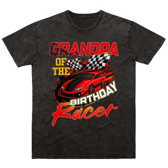 Race Car Party Grandpa Of The Birthday Racer Mineral Wash T Shirts