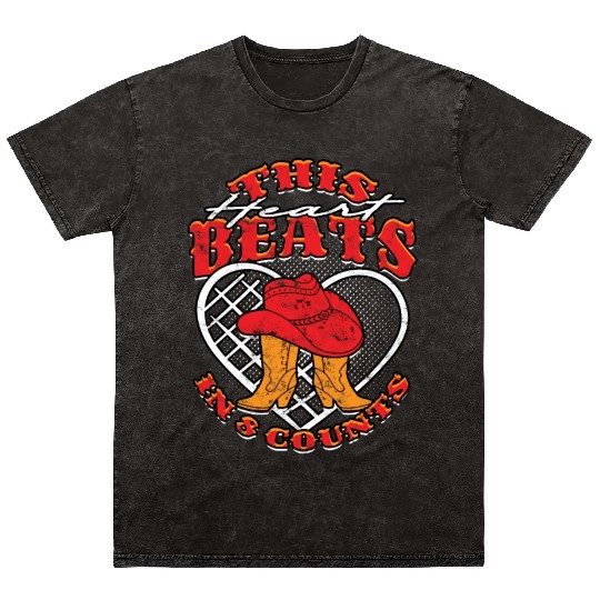 Line Dance This Heart Beats In 8 Counts Mineral Wash T Shirts