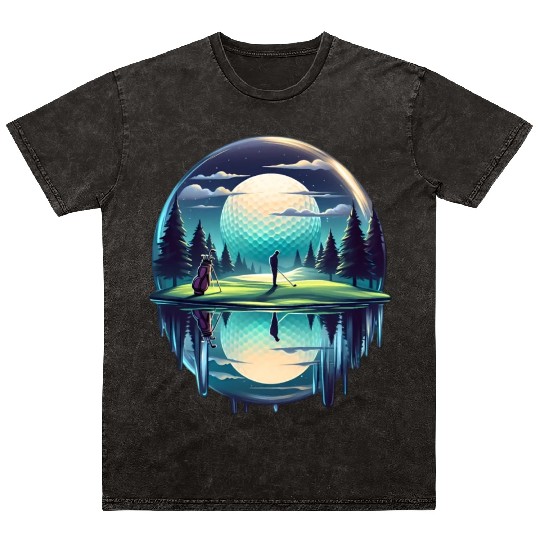 Night Golfer Escape Golfing Twilight Fairway Mineral Wash T Shirts