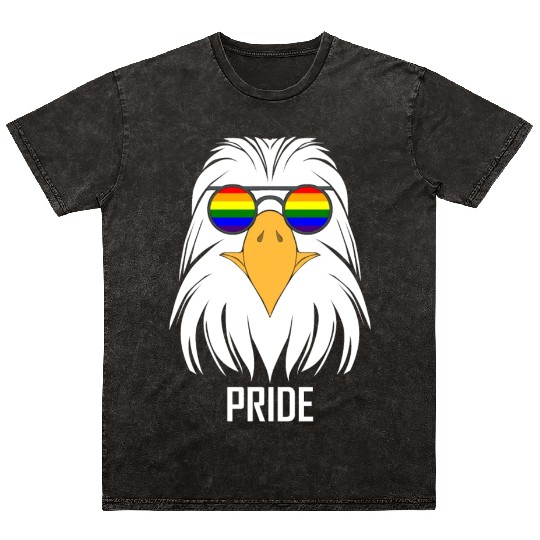 LGBTQ BALD EAGLE PRIDE DESIGN Mineral Wash T Shirts